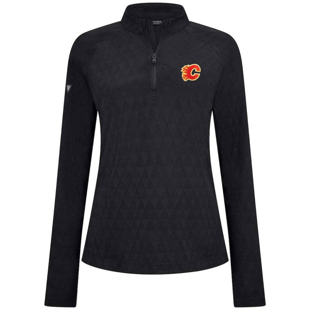 Calgary Flames Levelwear Women's Spike Raglan Quarter-Zip Top