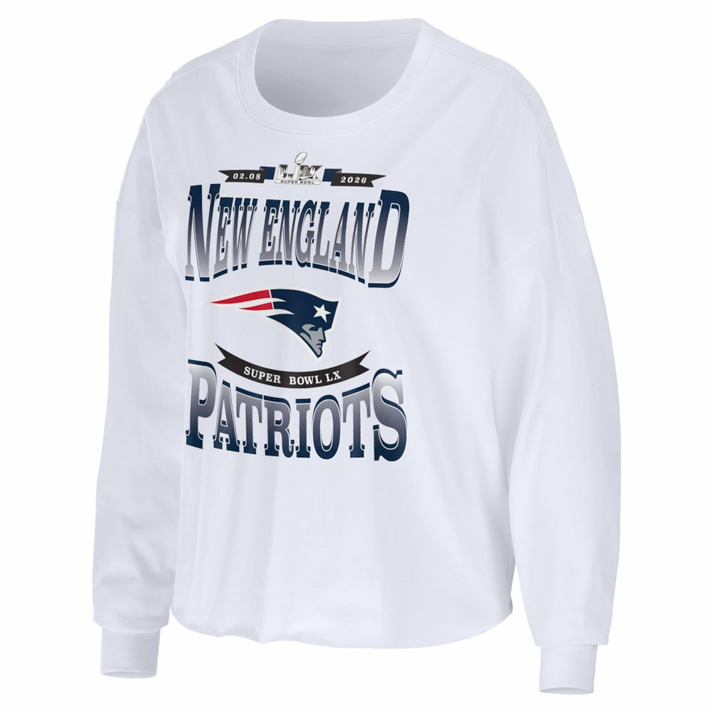 NFL New England Patriots WEAR by Erin Andrews Women's Super Bowl LX Cropped Long Sleeve T-Shirt