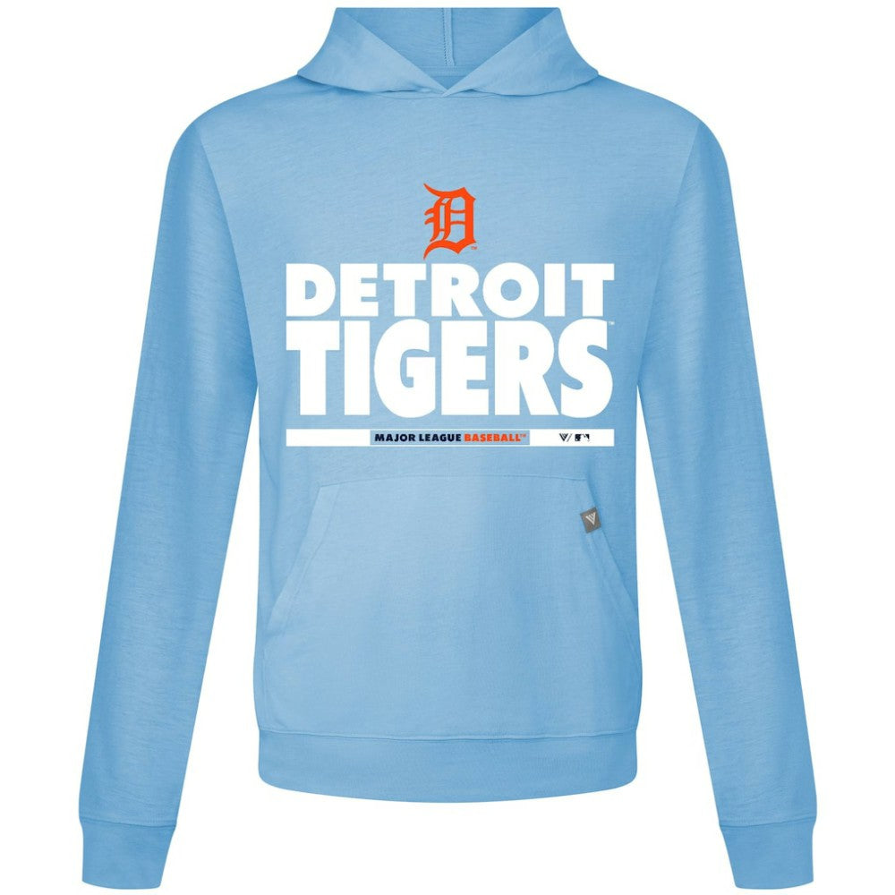Detroit Tigers Levelwear Relay Center Stage Long Sleeve Hooded T-Shirt - Light Blue
