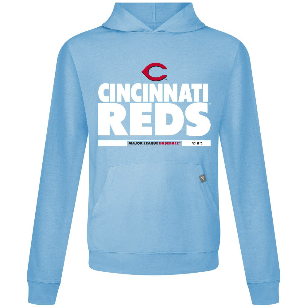Cincinnati Reds Levelwear Relay Center Stage Long Sleeve Hooded T-Shirt - Light Blue