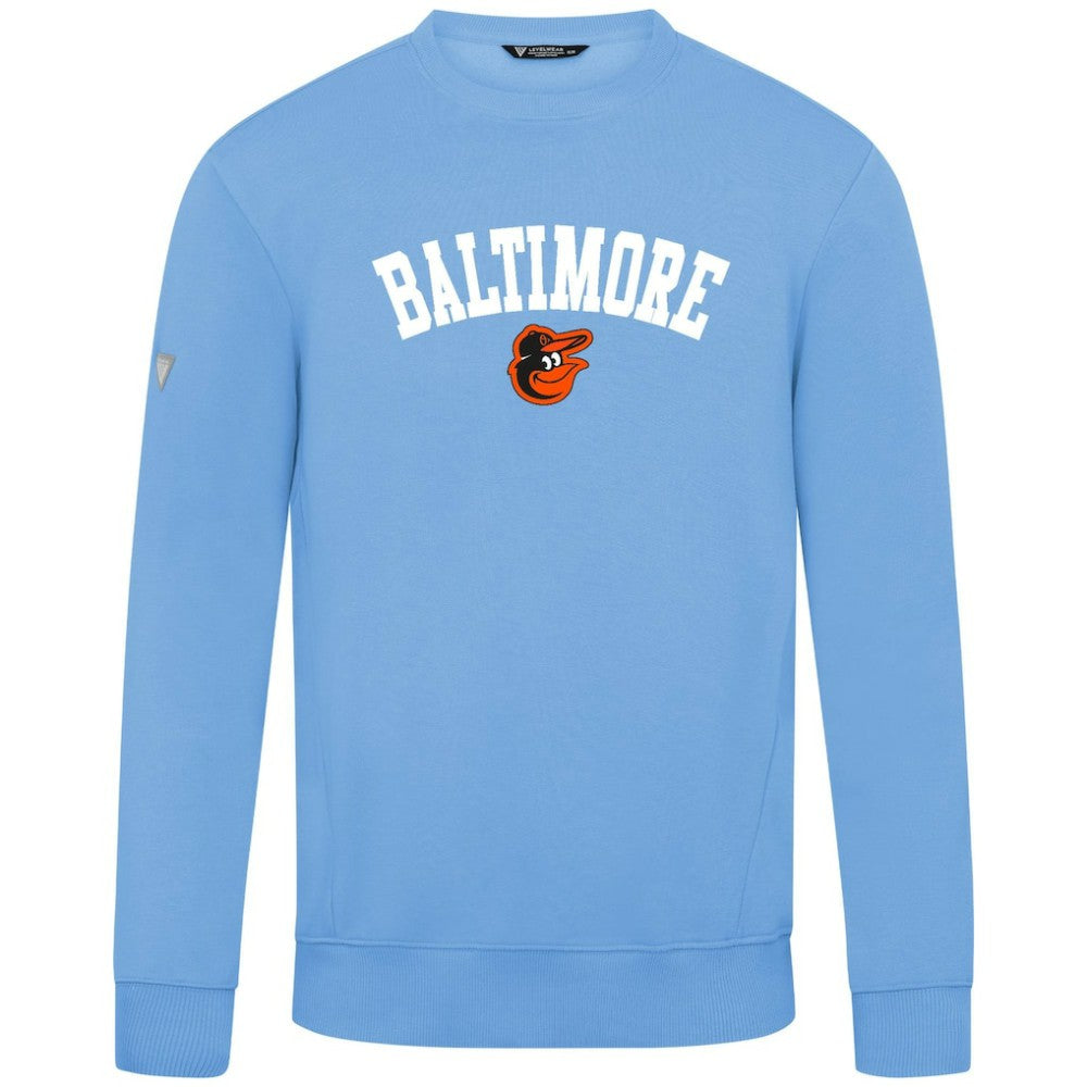 Baltimore Orioles Levelwear Zane Felt Arch Pullover Sweatshirt - Light Blue