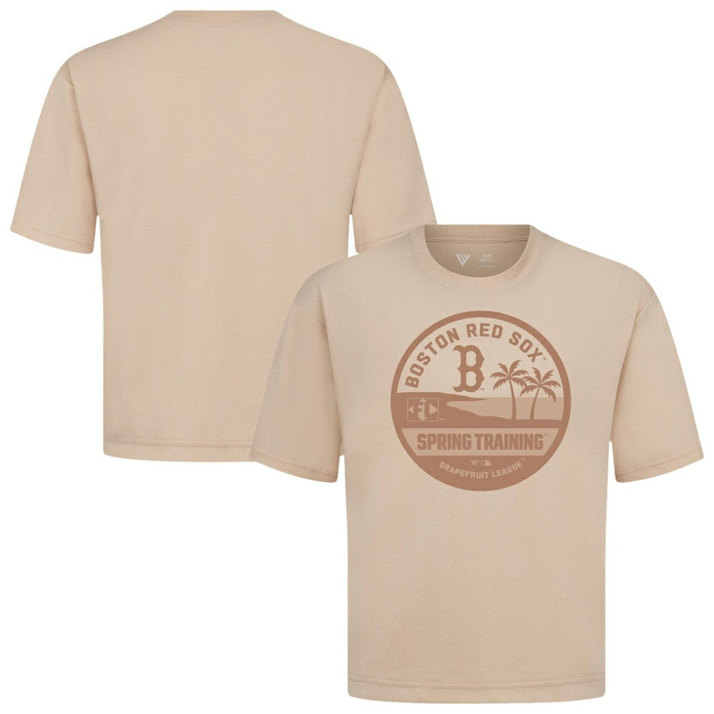 Boston Red Sox Levelwear Spring Training Badge Luxe Signature Knit T-Shirt - Khaki