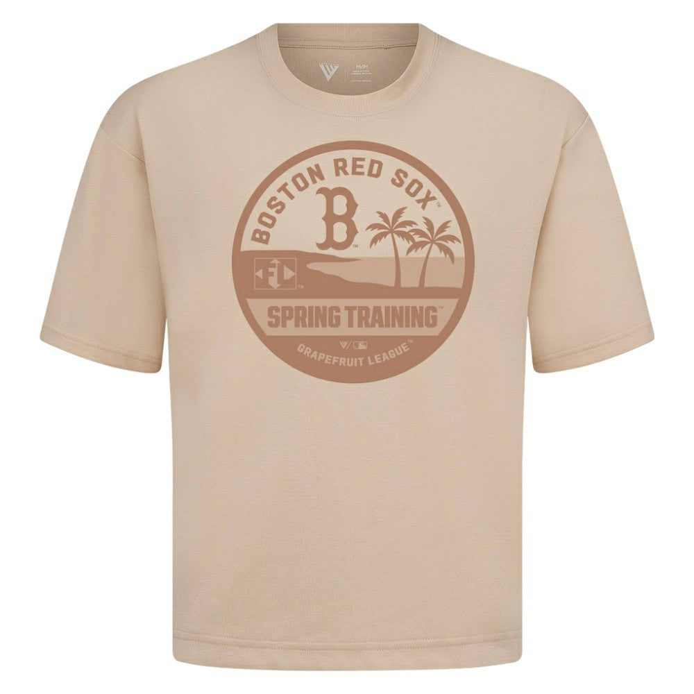 Boston Red Sox Levelwear Spring Training Badge Luxe Signature Knit T-Shirt - Khaki