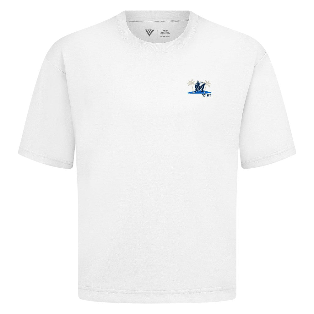 Miami Marlins Levelwear  Luxe Signature Knit T-Shirt - White
