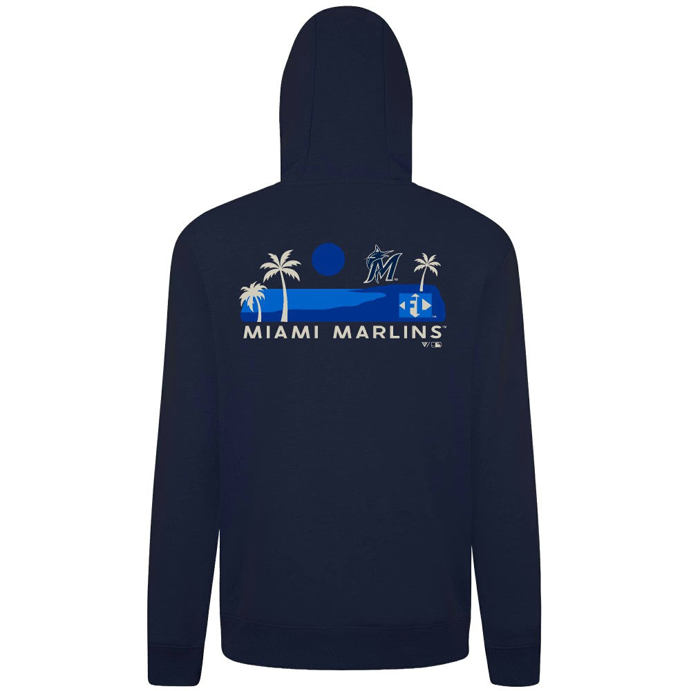 Miami Marlins Levelwear Panoramic Podium Hoodie - Navy