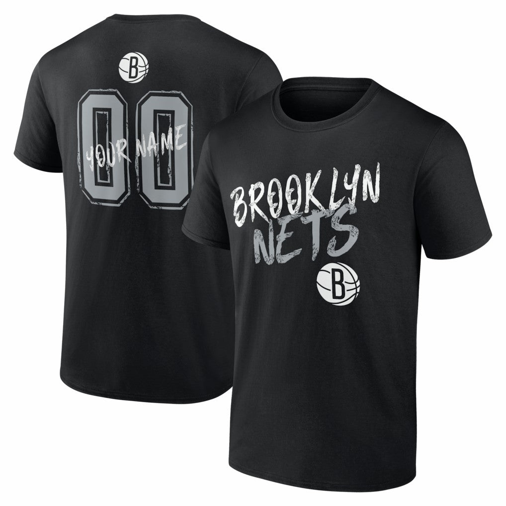 Brooklyn Nets Big & Tall Hustle Personalized Name & Number T-Shirt - Black cheap