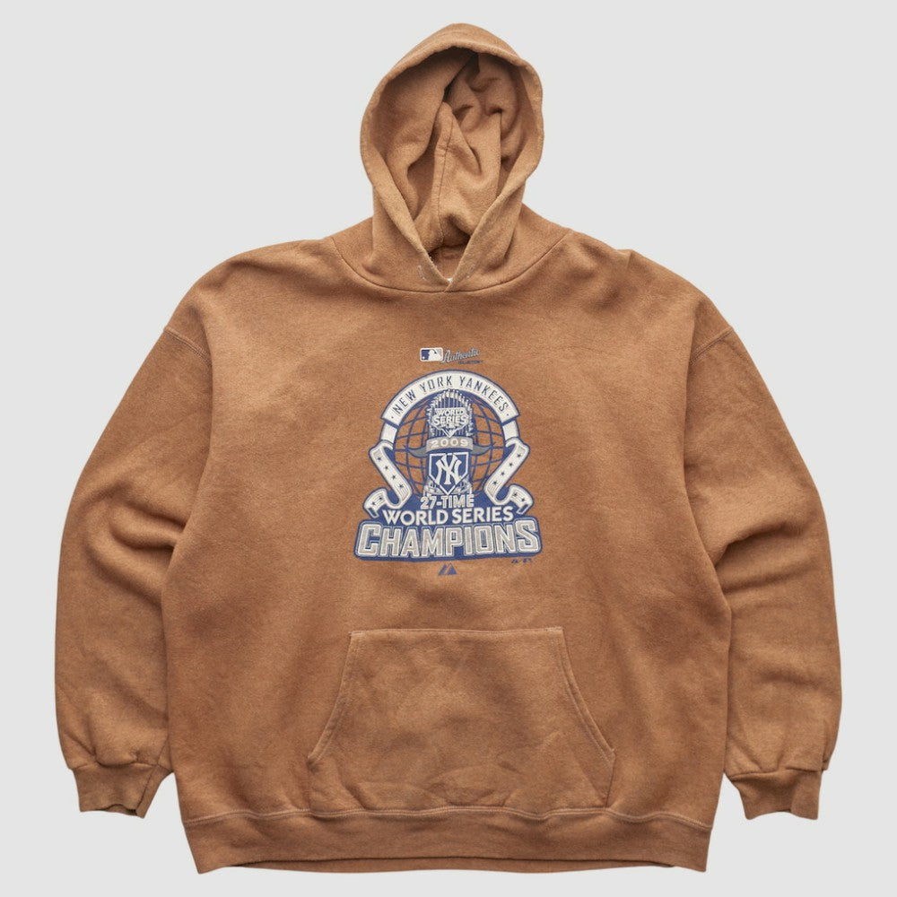 New York Yankees Majestic 2009 Hooded Pullover Sweatshirt - Tan Vintage