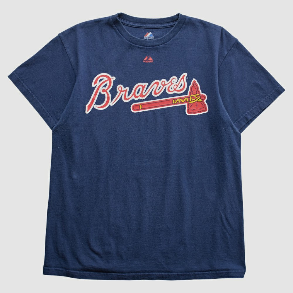 Atlanta Braves Majestic 2000s T-shirt - Navy Vintage