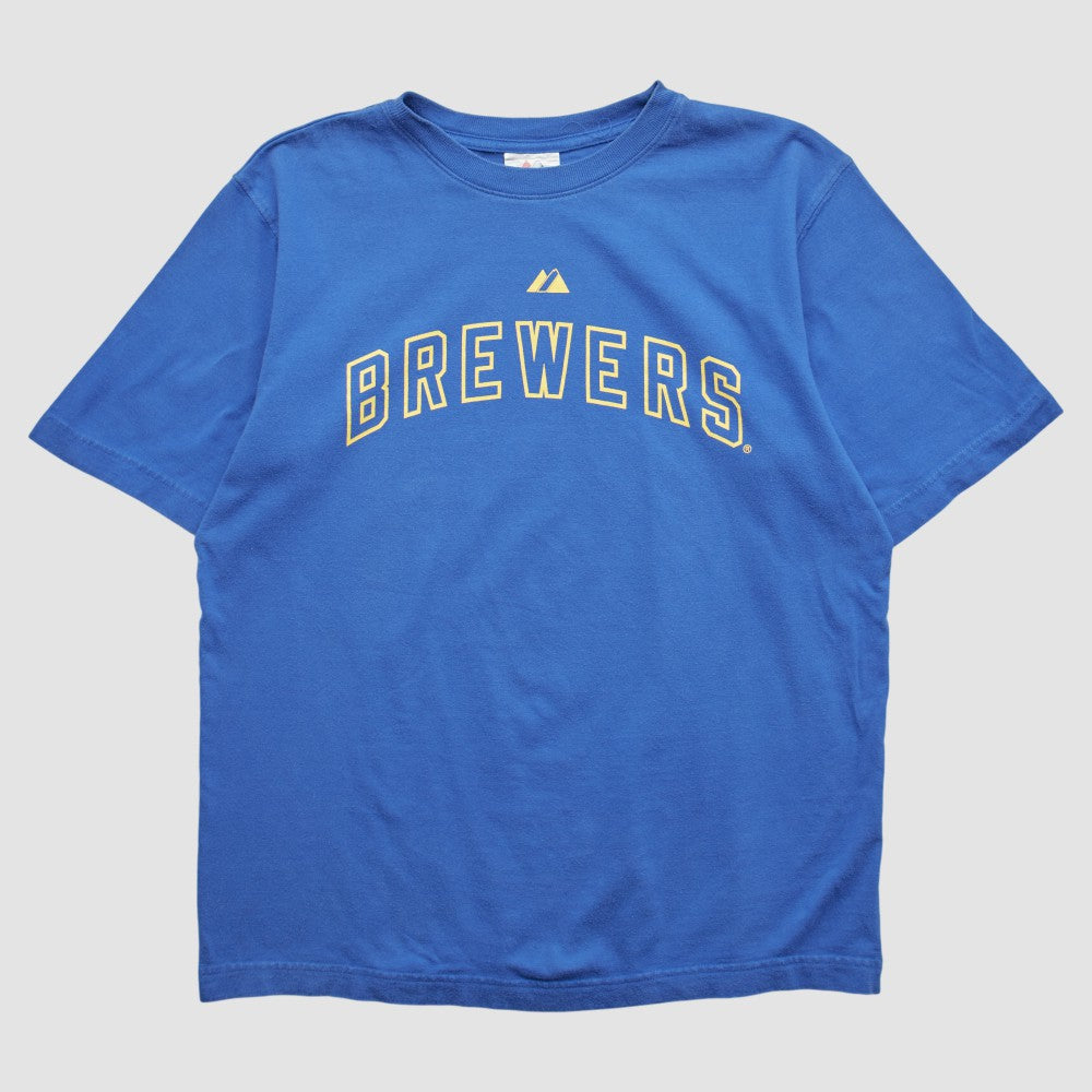 Milwaukee Brewers Majestic 2000s T-shirt - Blue Vintage