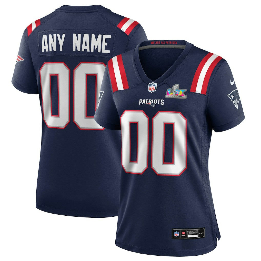 NFL New England Patriots Women's Super Bowl LX Patch Custom Game Jersey