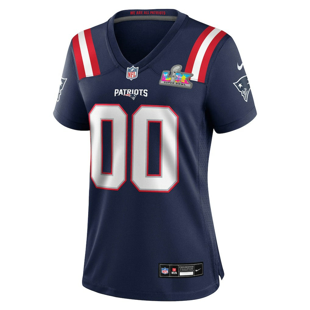 NFL New England Patriots Women's Super Bowl LX Patch Custom Game Jersey