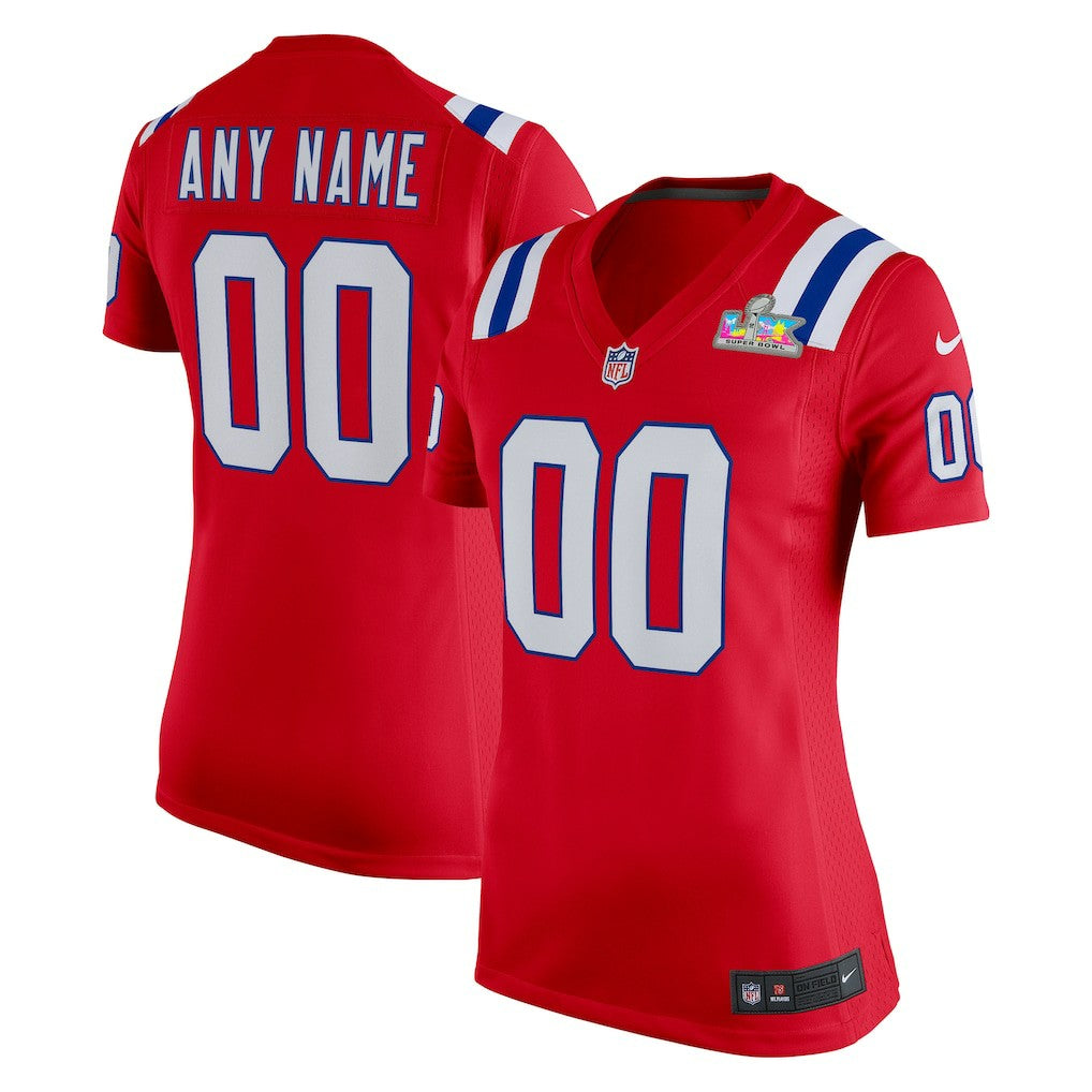 NFL New England Patriots Women's Super Bowl LX Patch Custom Game Jersey