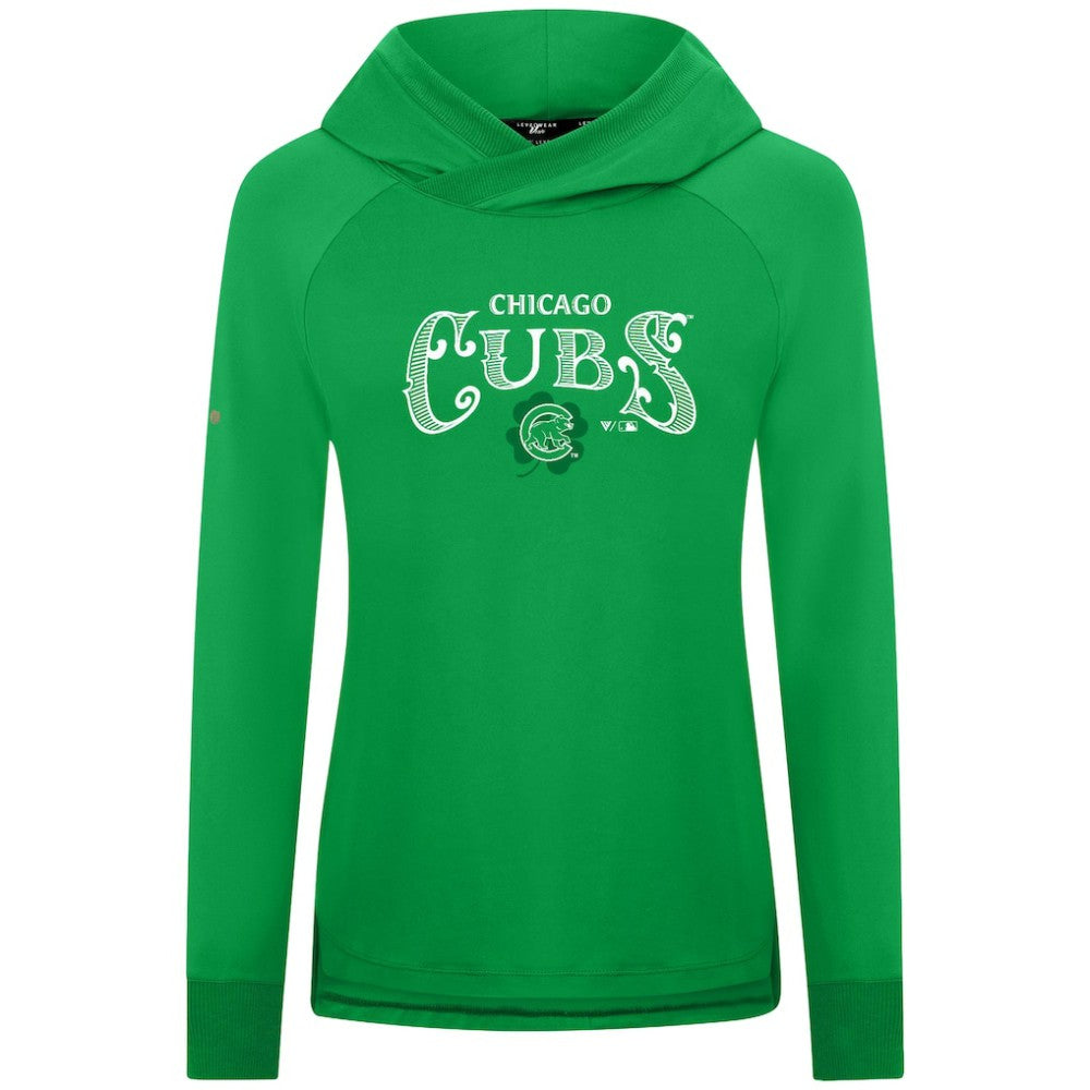 Chicago Cubs Levelwear Women's St. Patrick's Day Slender Raglan Hoodie - Green