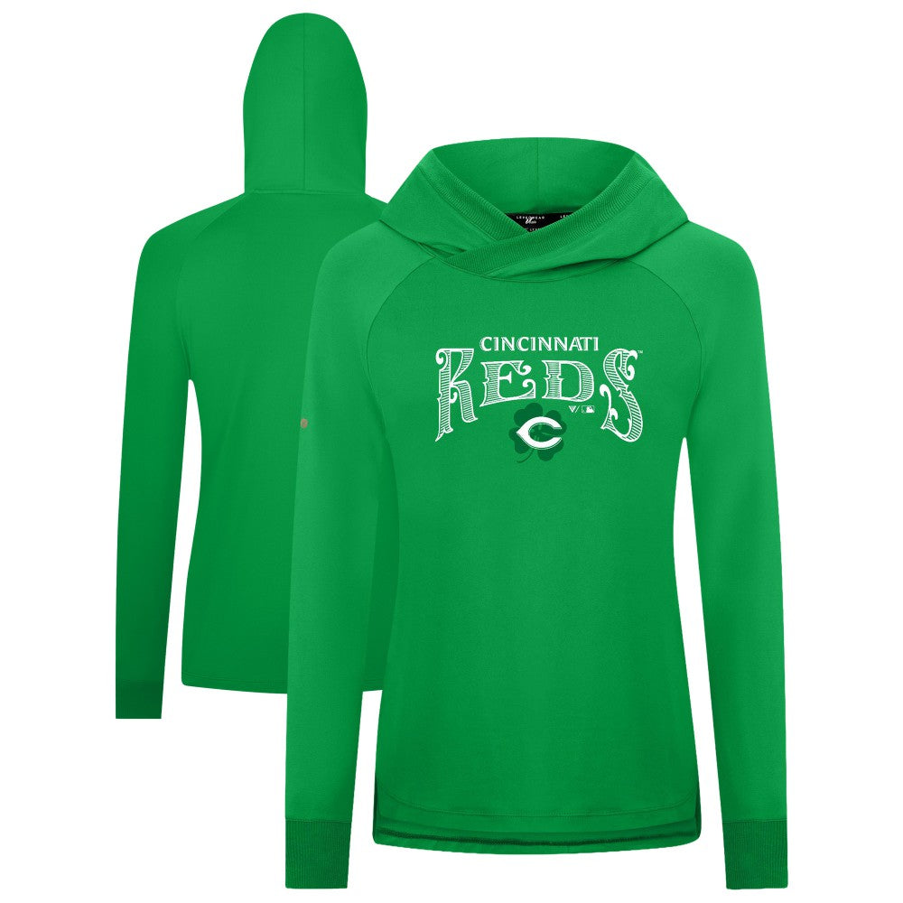 Cincinnati Reds Levelwear Women's St. Patrick's Day Slender Raglan Hoodie - Green