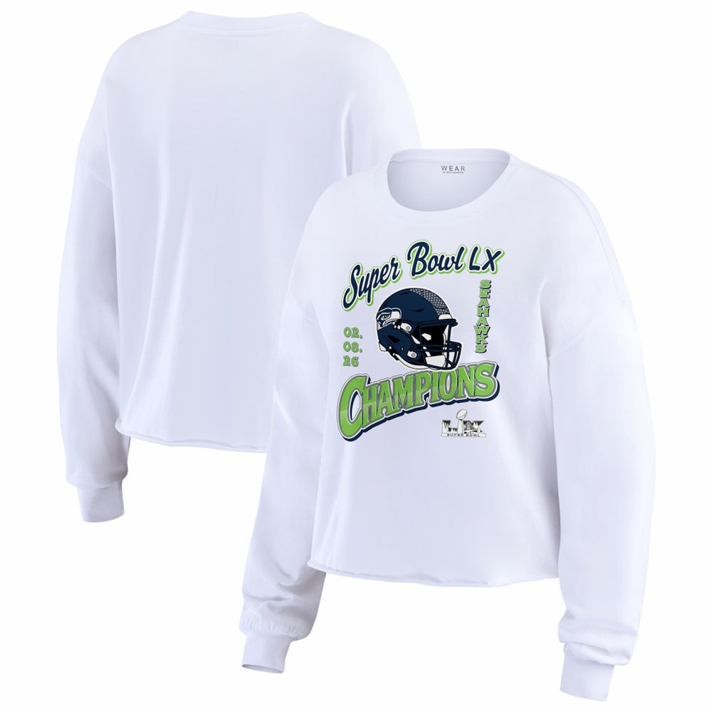 NFL Seattle Seahawks WEAR by Erin Andrews Women's Super Bowl LX s Cropped Long Sleeve T-Shirt