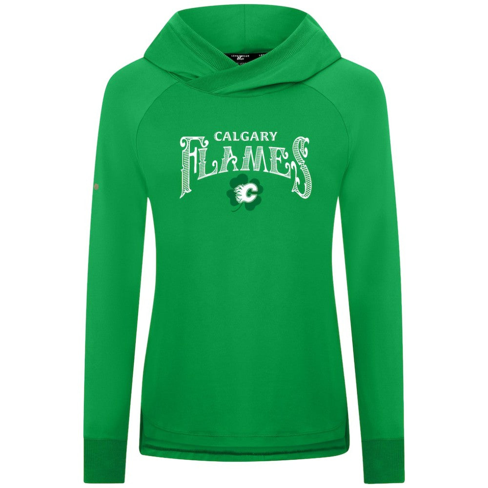Calgary Flames Levelwear Women's St. Patrick's Day Slender Raglan Hoodie