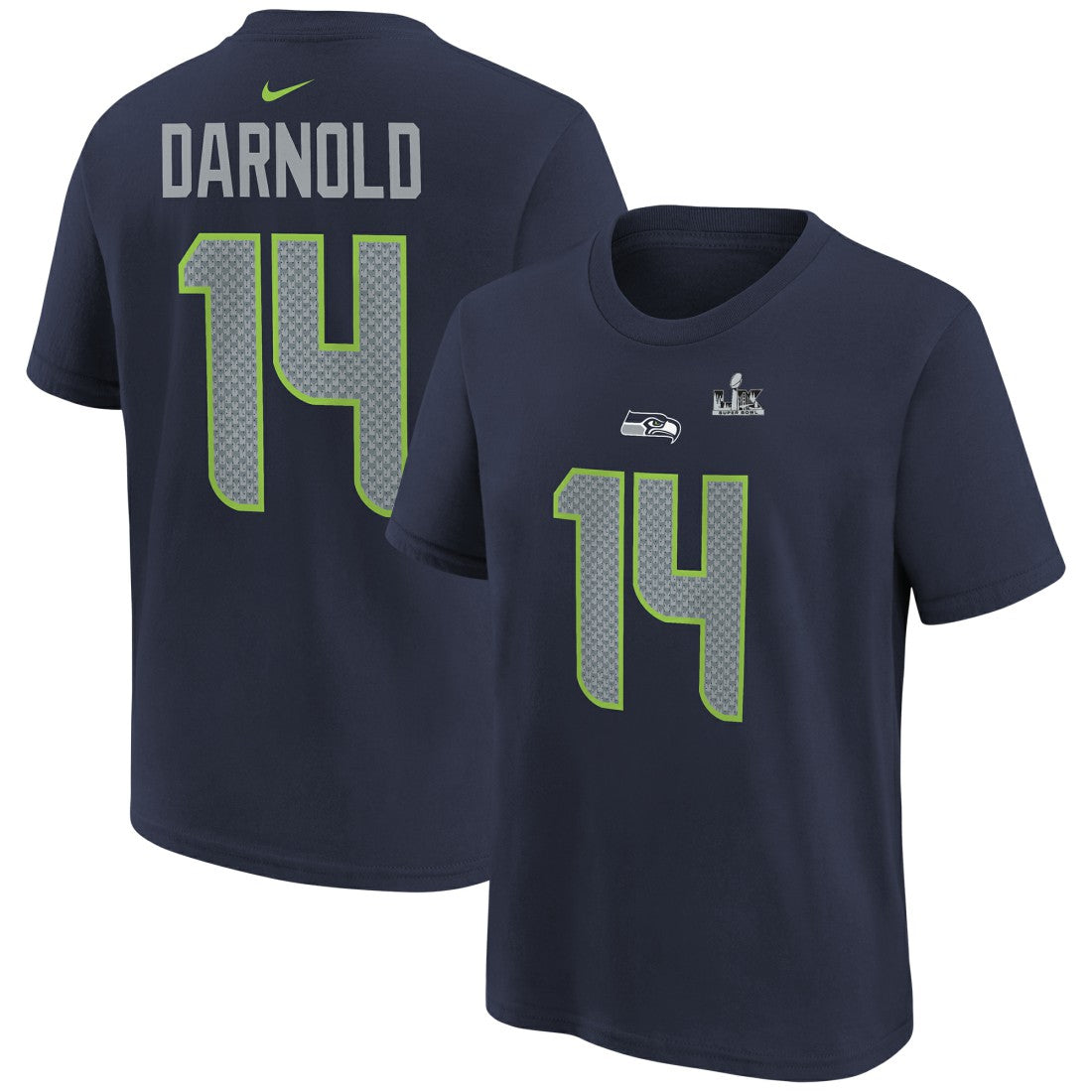 NFL Seattle Seahawks Sam Darnold  Youth Super Bowl LX Name & Number T-Shirt
