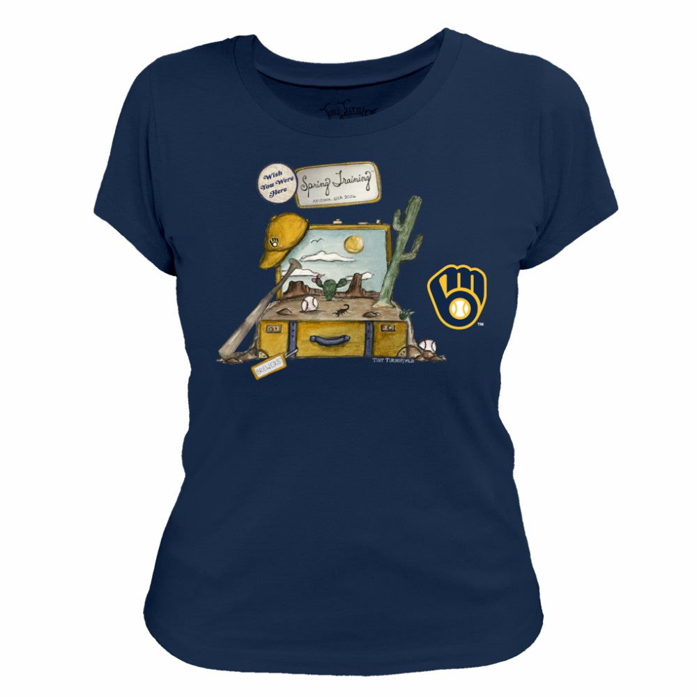 Milwaukee Brewers Tiny Turnip Women's 2026 Spring Training T-Shirt - Navy