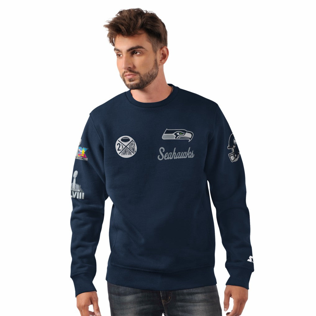 NFL Seattle Seahawks Starter Two-Time Super Bowl s Classic Fleece Sweatshirt