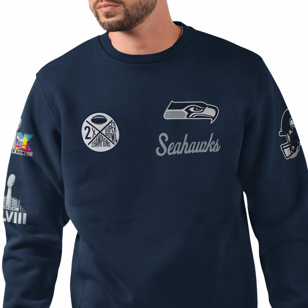 NFL Seattle Seahawks Starter Two-Time Super Bowl s Classic Fleece Sweatshirt