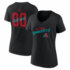 Arizona Diamondbacks Women's Hustle Personalized Name & Number V-Neck T-Shirt - Black