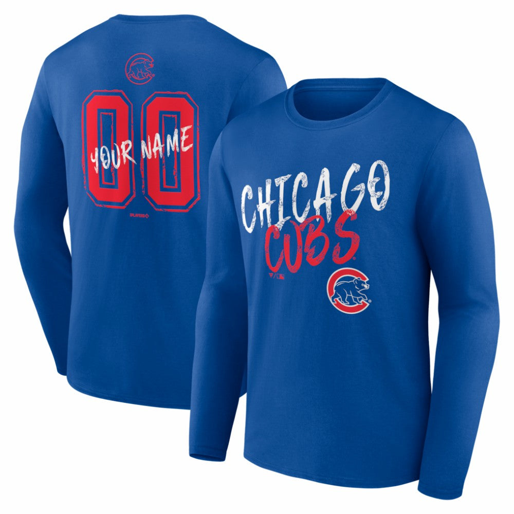 Chicago Cubs  Hustle Personalized Name & Number Long Sleeve T-Shirt - Royal