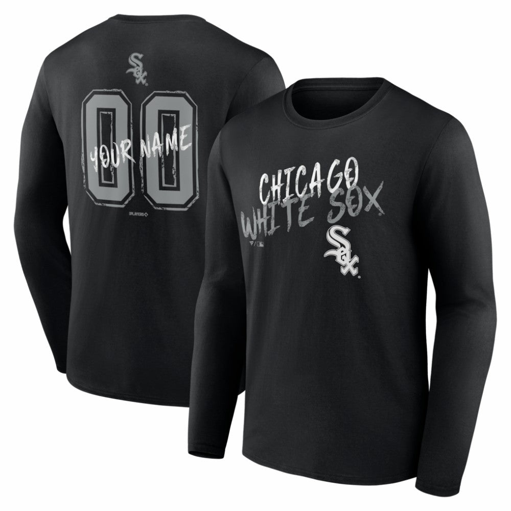 Chicago White Sox  Hustle Personalized Name & Number Long Sleeve T-Shirt - Black