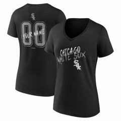 Chicago White Sox Women's Hustle Personalized Name & Number V-Neck T-Shirt - Black
