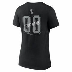 Chicago White Sox Women's Hustle Personalized Name & Number V-Neck T-Shirt - Black