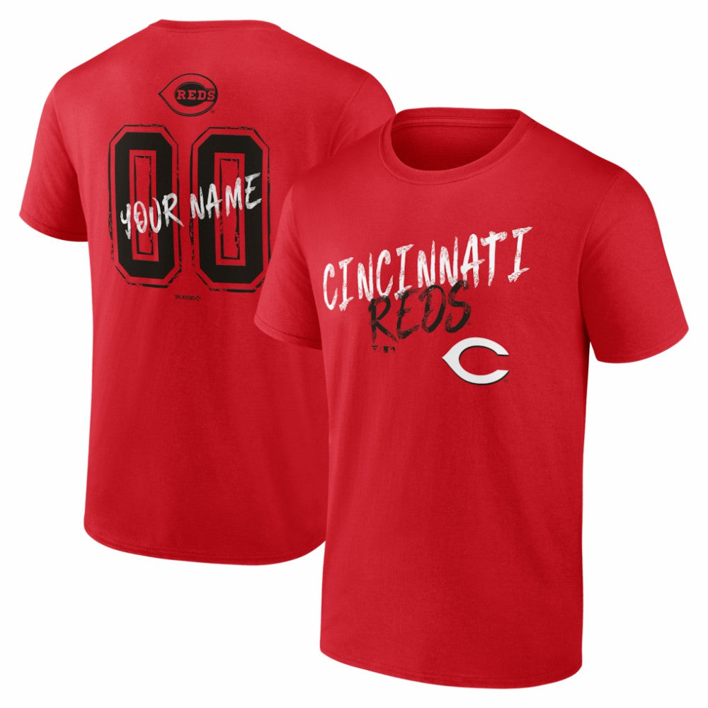 Cincinnati Reds  Hustle Personalized Name & Number T-Shirt - Red