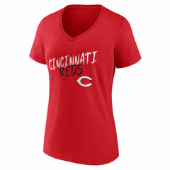 Cincinnati Reds Women's Hustle Personalized Name & Number V-Neck T-Shirt - Red