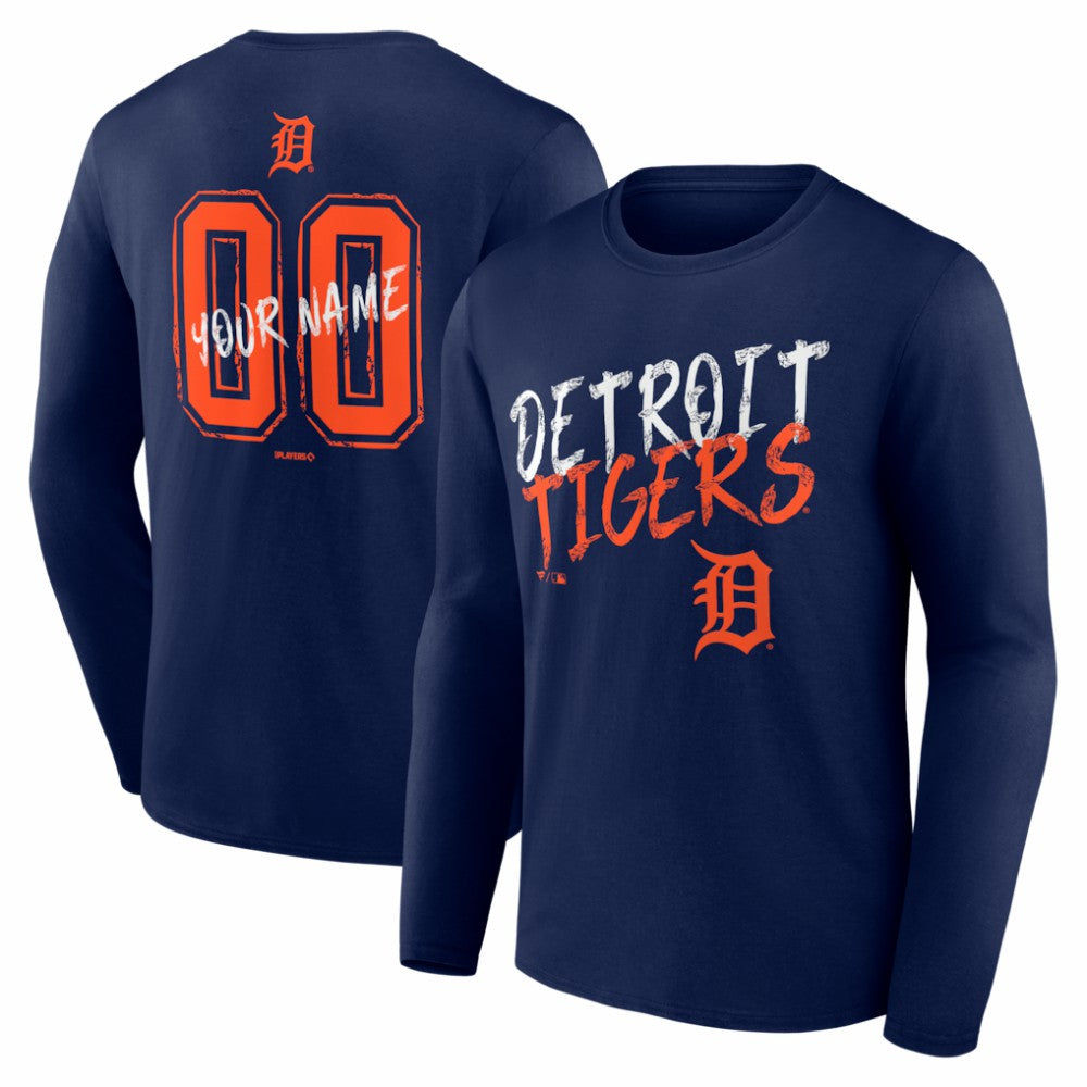 Detroit Tigers  Hustle Personalized Name & Number Long Sleeve T-Shirt - Navy