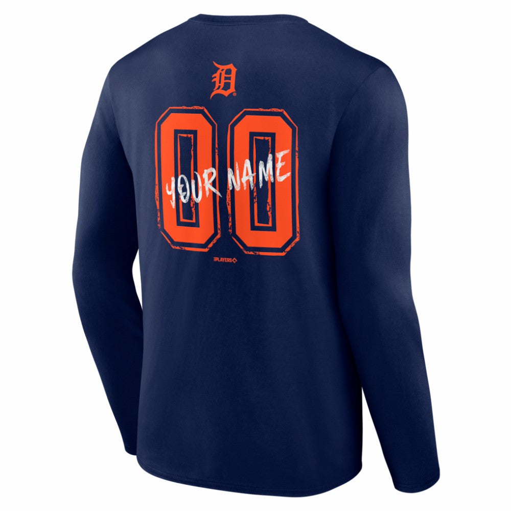 Detroit Tigers  Hustle Personalized Name & Number Long Sleeve T-Shirt - Navy