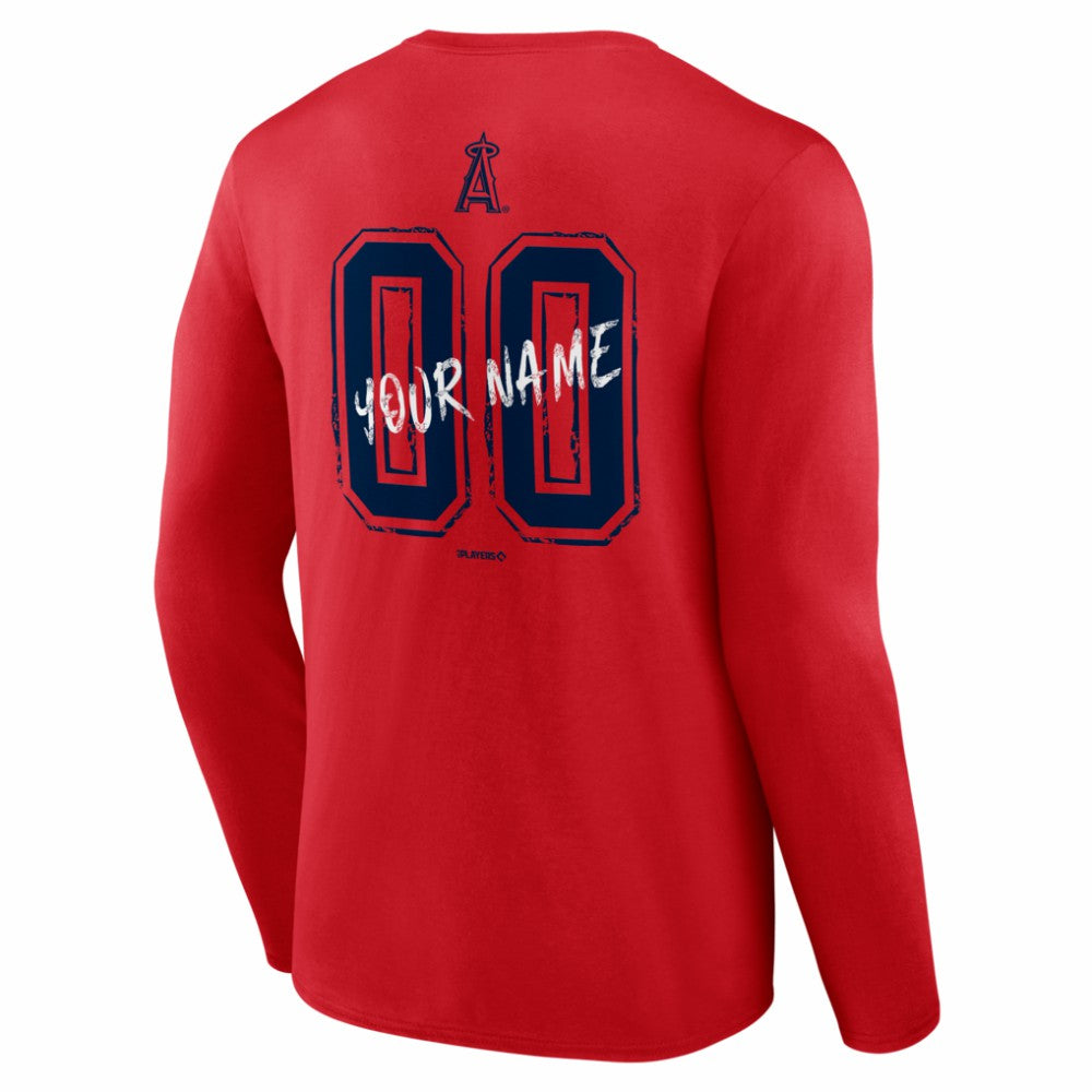 Los Angeles Angels  Hustle Personalized Name & Number Long Sleeve T-Shirt - Red