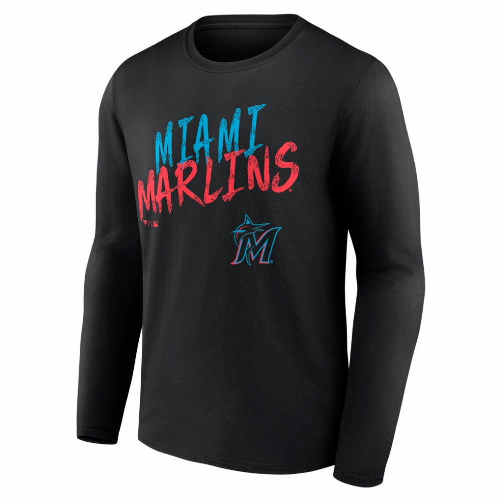 Miami Marlins  Hustle Personalized Name & Number Long Sleeve T-Shirt - Black