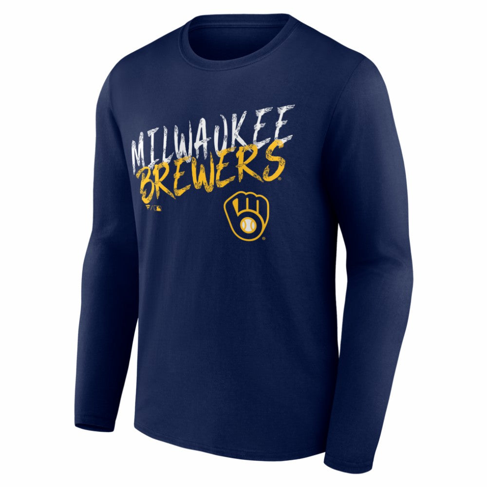 Milwaukee Brewers  Hustle Personalized Name & Number Long Sleeve T-Shirt - Navy