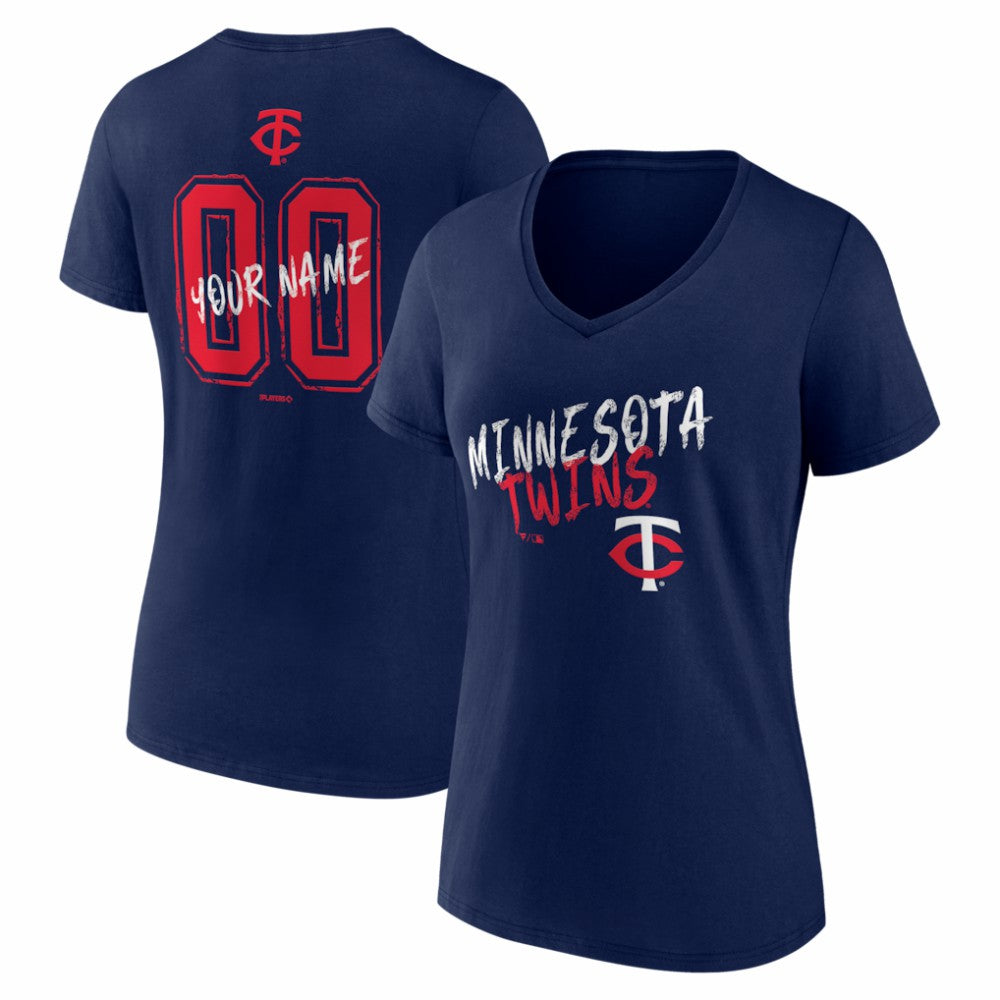 Minnesota Twins Women's Hustle Personalized Name & Number V-Neck T-Shirt - Navy