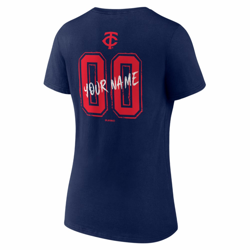 Minnesota Twins Women's Hustle Personalized Name & Number V-Neck T-Shirt - Navy