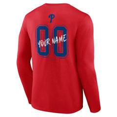 Philadelphia Phillies  Hustle Personalized Name & Number Long Sleeve T-Shirt - Red