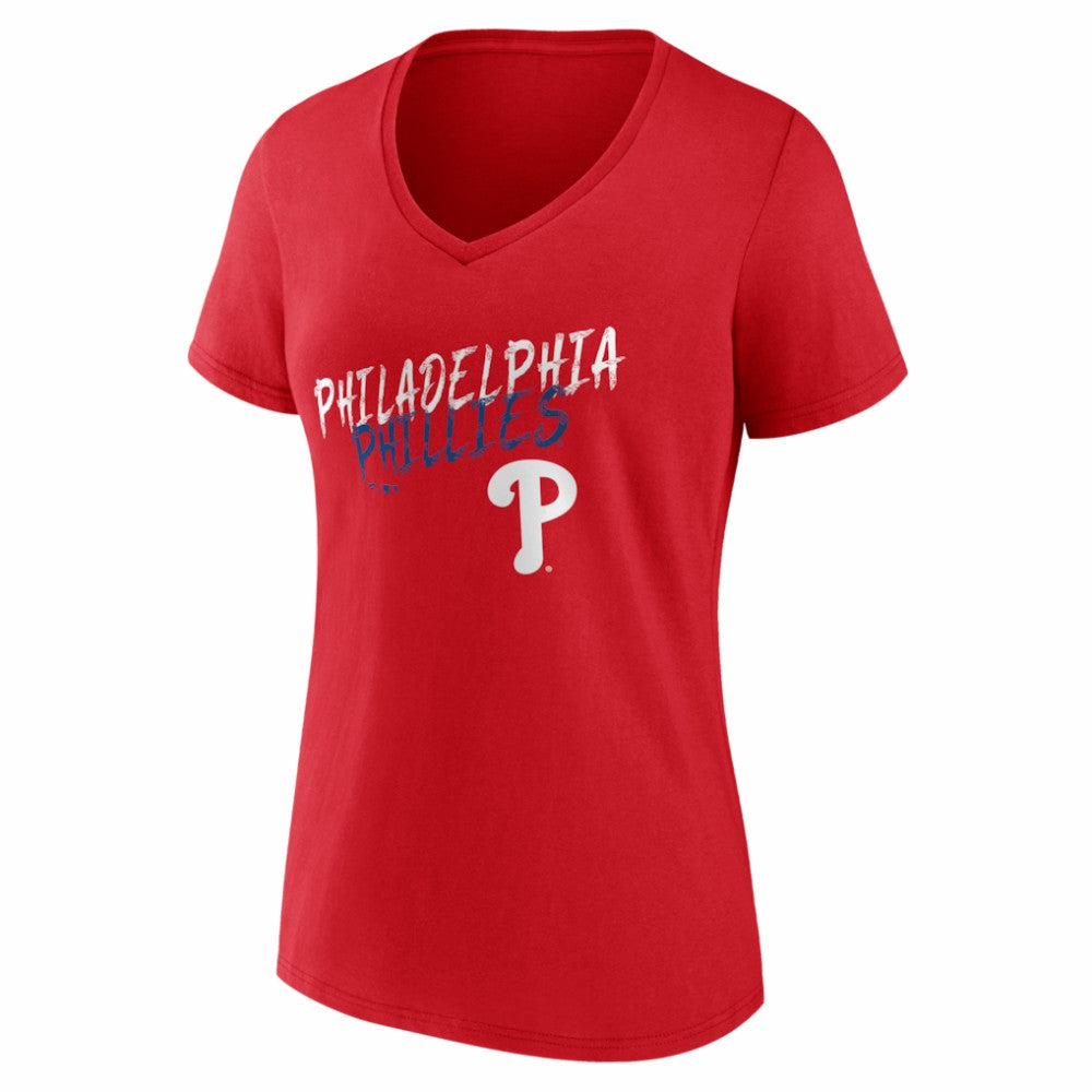 Philadelphia Phillies Women's Hustle Personalized Name & Number V-Neck T-Shirt - Red