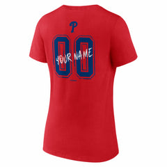 Philadelphia Phillies Women's Hustle Personalized Name & Number V-Neck T-Shirt - Red