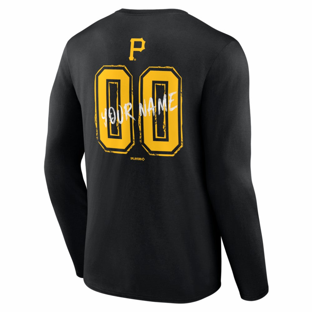 Pittsburgh Pirates  Hustle Personalized Name & Number Long Sleeve T-Shirt - Black