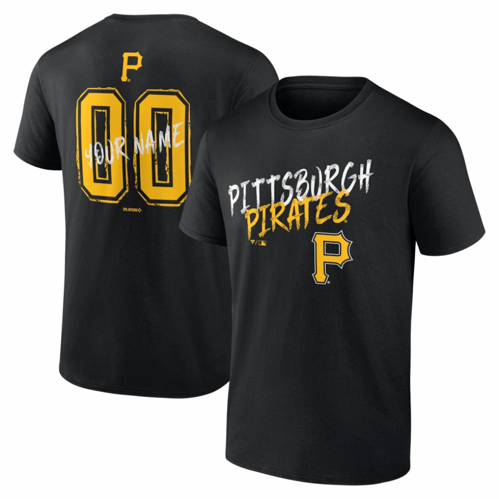Pittsburgh Pirates  Hustle Personalized Name & Number T-Shirt - Black