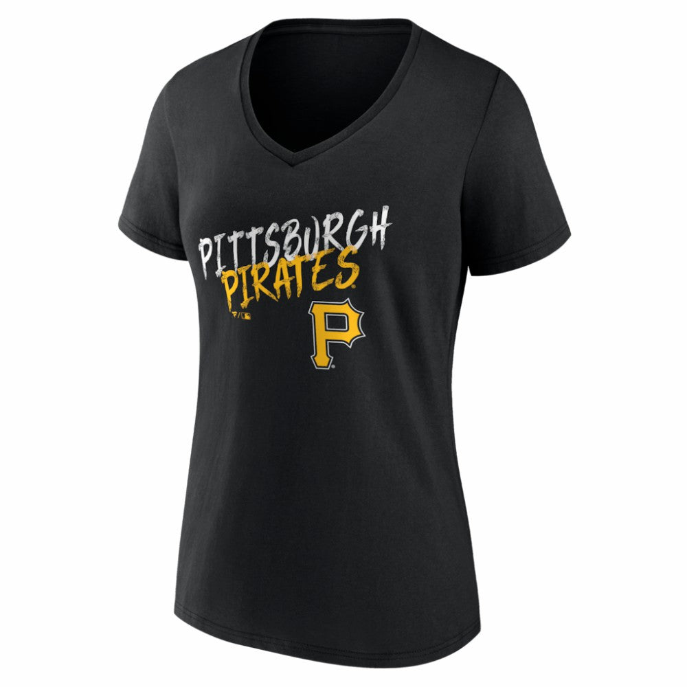 Pittsburgh Pirates Women's Hustle Personalized Name & Number V-Neck T-Shirt - Black