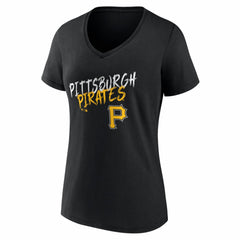 Pittsburgh Pirates Women's Hustle Personalized Name & Number V-Neck T-Shirt - Black
