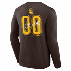 San Diego Padres  Hustle Personalized Name & Number Long Sleeve T-Shirt - Brown