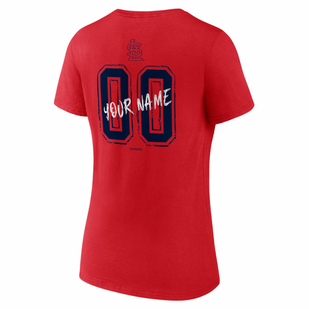 St. Louis Cardinals Women's Hustle Personalized Name & Number V-Neck T-Shirt - Red