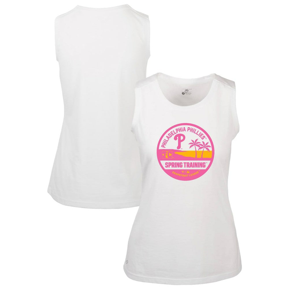 Philadelphia Phillies Levelwear Women's Macy Spring Training Badge Bold Tank Top - White