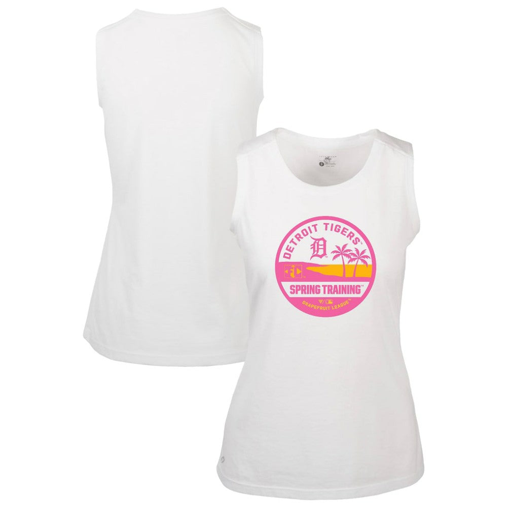 Detroit Tigers Levelwear Women's Macy Spring Training Badge Bold Tank Top - White