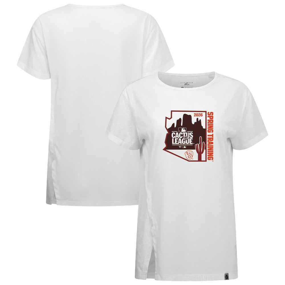 Milwaukee Brewers Levelwear Women's 2026 Spring Training Influx Ball Bold T-Shirt - White